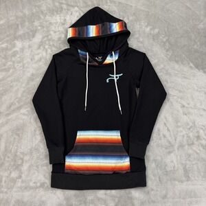 Ropesmart Hoodie Womens Medium Black Aztec Southwestern Mexican Serape Rodeo